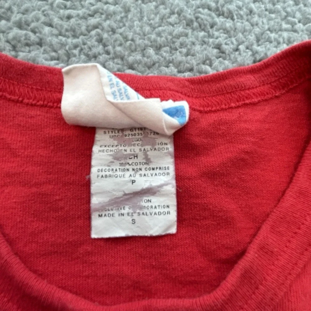Champion Tshirt Men Small Red Bulldog Logo Mascot‎ Patch Sports